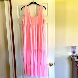 Free People Beach Pink Sleeveless Tiered Dress With Pockets. EUC